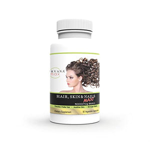 Wellgenix Purvana Max Hair, Skin, and Nails Vitamin Capsules, Double Strength Biotin 5000 MCG, Fo-Ti Root, VIT A & B, Folic Acid, Grape Seed Extract - Herbal Supplement (90 CT)