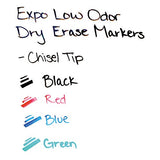 Expo 80653 Low Odor Dry Erase Marker Starter Set Chisel Assorted 4/Set