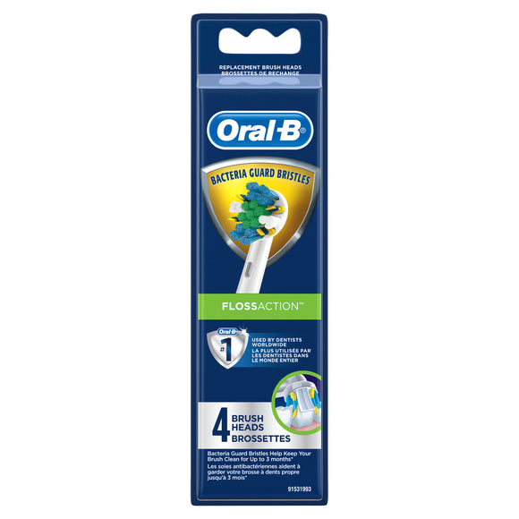 Oral-B FlossAction Electric Toothbrush Replacement Brush Heads, 4 ct