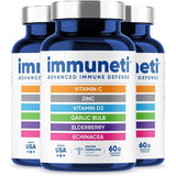 Immuneti - Advanced Immune Defense, 6-in-1 Powerful Blend of Vitamin C, Vitamin D3, Zinc, Elderberries, Garlic Bulb, Echinacea - 3 Pack - Supports Overall Health